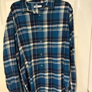 Sonoma Men's Teal and Navy Plaid Button Down Shirt